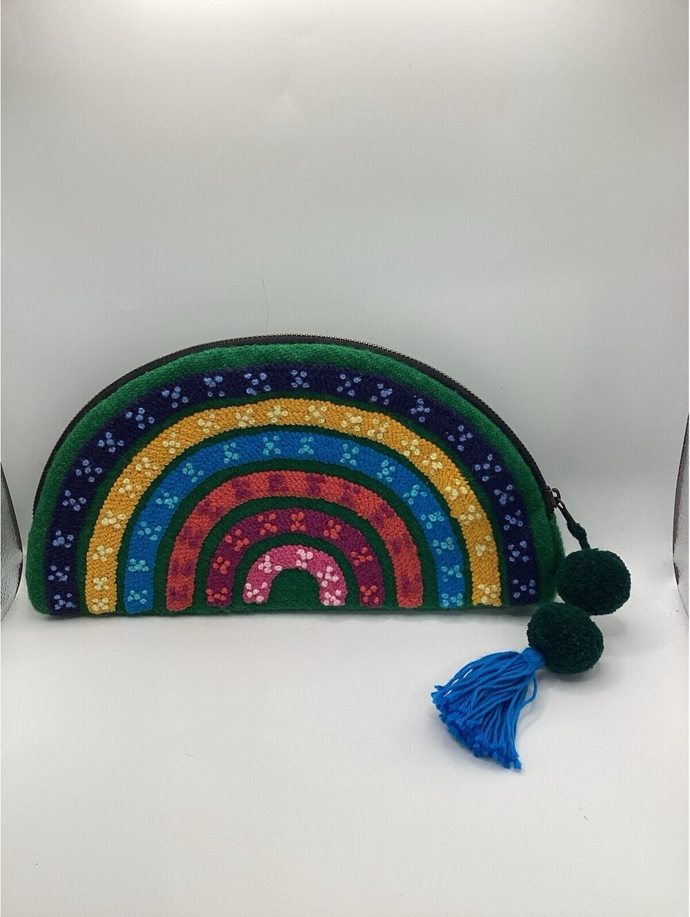 Noonday Collection Purse/Clutch Multicolor Rainbow Purse Zip Tassel 100% Wool